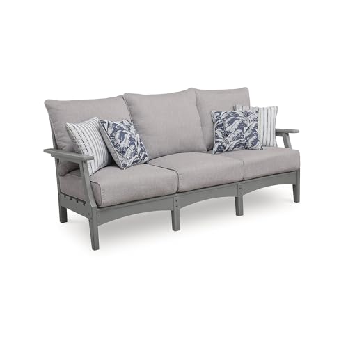Signature Design by Ashley Lone View Bay Patio Sofa with Cushion, Gray