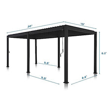 MIRADOR 111DA Louvered Pergola 10Ft x 20Ft Adjustable Roof Charcoal