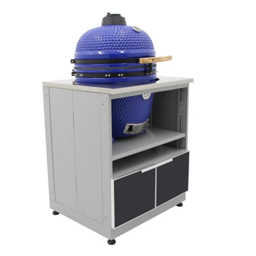 Blue Sky Outdoor Living, OKC3024GKDG, 30-Inch Kamado Grill Cabinet, Heavy-Duty Slate Gray Galvanized Steel Outdoor Kitchen Base, Weather-Resistant Storage