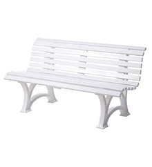 Plow & Hearth Weatherproof German PVC Outdoor Bench | 3-Seat | Holds Up to 500 lbs | Garden Patio Porch Park Deck | Steel and Resin (White)