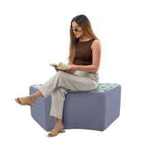 FDP 24" x 48" S-Curve Oversized Outdoor Ottoman Featuring Sunbrella Two-Tone - Weather-Resistant, Fade-Resistant, Assembled Patio Furniture for Backyard, Poolside Seating, 18" H - Mist/Haze