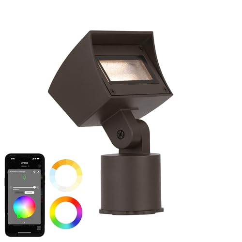 WAC Lighting LED Colorscaping Smart App Controllable Landscape Lighting with RGBWW Color Changing and Tunable White Wall Wash 16W Light in Bronze