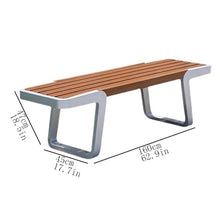 GRFIT Outdoor Bench Wooden Bench Backless, Stainless Steel Structure, Outdoor Chair for Park, for Porch, Patio, Patio Seat, Garden Bench