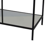 Benzara Gwen Plant Stand with 3 Mirrored Shelves, Black Metal Frame 40 Inch