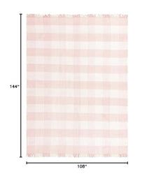 Unique Loom Eco Plaid Indoor Outdoor Washable Area Rug Balmoral 9' x 12' Pink/Ivory