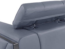 Blackjack Furniture Gianni Italian Leather Sofa with Adjustable Headrests Light Blue