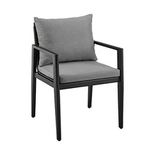 Armen Living Grand Outdoor Patio 7-Piece Dining Table Set in Aluminum with Grey Cushions