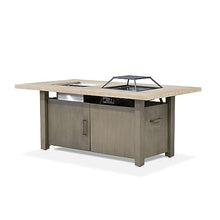 Greemotion Bordeaux 71" W Gas Fire Pit, 55,000 BTU Natural Finish Metal Outdoor Fire Pit Table Grill with Ice Chest Warmth and Ambience Patio Deck Garden Backyard Flame Box Propane Gas Firepit Outdoor