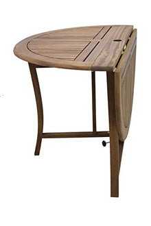 Outdoor Interiors Round Folding Table, 48-Inch, Brown