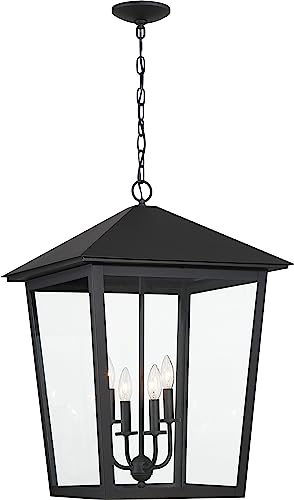 THE GREAT OUTDOORS 72137-66 Noble Hill Outdoor Chain Hung Lantern, 4-Light, 240 Total Watts, 19-in H x 26.5-in W, Sand Coal Black