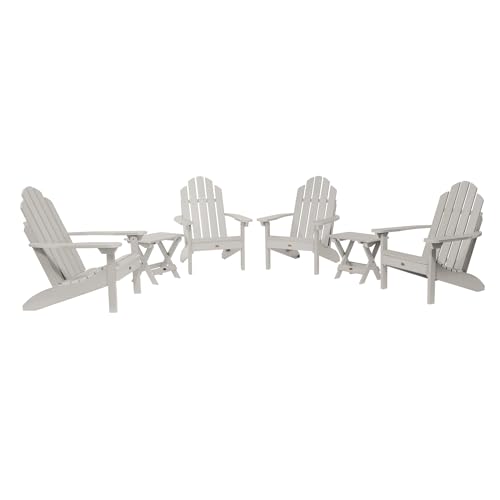 Highwood Classic Westport Adirondack 6pc Set, 4 Chairs & 2 Folding Side Tables Harbor Gray