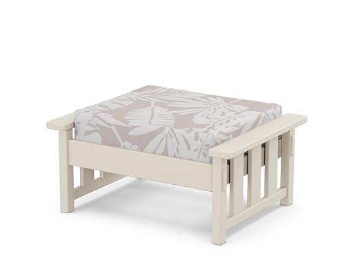 Martha Stewart by POLYWOOD® Acadia Deep Seating Ottoman in Sand/Leaf Dune Burlap