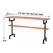 DESALAI Solid Wood Bar Height Table,Industrial Counter Kitchen Dining Table,Rectangular Table Tall Pub Narrow Sofa Table,No Stool(78.7", Brown)