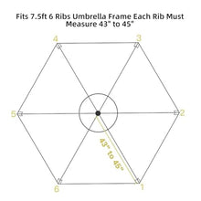 ERoomQ Outdoor 2.7M/300cm Replacement Parasol Canopy with UV Protection Waterproof Garden Umbrella Cover for Patio Yard Beach Fits 6 or 8 Arm Parasols