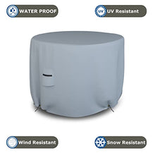 Round Patio Table Cover 18 Oz Waterproof - 100% Weather Resistant Outdoor Round Table Cover with Air Pocket and Drawstrap for Snug Fit (72" Dia x 28" H, Grey)