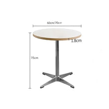 JOSOGO Bistro Table, White Top with Wood Edge, Sturdy Metal Pedestal Base, Multipurpose Small Dining Table for Kitchen, Cafe Balcony(A,60cm)