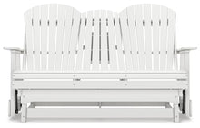 Signature Design by Ashley Hyland Wave Outdoor Glider Loveseat with Drop Down Table and Cup Holders White
