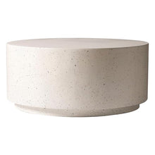 LeisureMod Minimalist Side Table Assembled 36” Round Modern Fiberstone Top Accent Table for Outdoor, Home, Living Room Terra Series in White