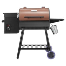 Wood Pellet Smoker Grill, BBQ Electric Grill with Digital Temperature Control & Hopper, Outdoor Smoking Grill with Side Shelf & Wheels for Backyard Patio Camping Tailgating