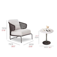 KPHYMOD 3 Piece Outdoor Patio Furniture Sets with Imitation Marble Coffee Table, Wicker Conversation Set for Porch Deck