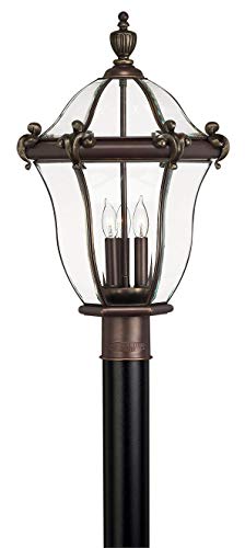 Hinkley San Clemente Three Light Outdoor Post Top Lantern Copper Bronze