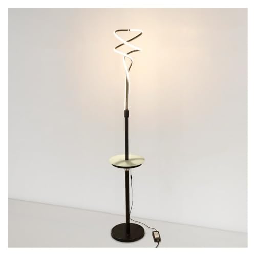 ZHONGCHENGWU Floor Lamp Modern Floor Lamp with Table, USB Port Standing Reading Lamp, Living Room Floor Lamp for Living Rooms, Bedrooms, Office(Black)