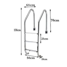 Swimming Pool handrail Ladder Embedded Stainless Steel Swimming Pool Climbing Ladder Swimming Pool Steps with 3 Non-Slip mats Suitable for Commercial Spaces/Silver / 50cm (Silver 50cm)
