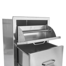 QJMUS 17 x 30 Inch Outdoor Kitchen Drawers Stainless Steel, Double Drawer with Paper Towel Holder for BBQ Island Grill Station