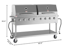 60 in. 8-Burner Commercial Outdoor Propane Gas Grill with 2 Roll Dome Covers in Stainless-Steel, ETL Listed (CGKIT6-D30D30)