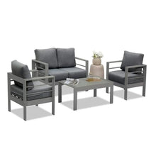 callmego Premium All-Weather Wicker Patio Loveseat with Thick Cushioned Seating and Rust-Resistant Aluminum Frame for Outdoor Living Spaces (Gray+Gray + Olefin-2)