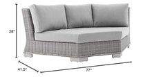 Conway Sunbrella® Outdoor Patio Wicker Rattan Round Corner Chair in Light Gray Gray