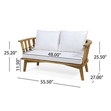 Christopher Knight Home Helena Outdoor Wooden Loveseat and Coffee Table Set, White and Teak Finish