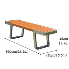 Sunyongfly Outdoor Garden Bench,Park Bench,Wooden seat,Stainless Steel Bench, for Squares, Parks, and Residential Areas(Size:160CM)