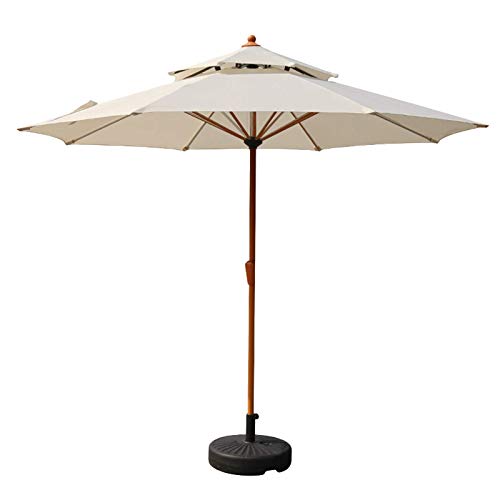 3WWWQMAA8 Patio Umbrella Outdoor Garden Parasol, 2 Layers BBQ Table Umbrella/Large Market Umbrella with 8 Ribs and Adjustable Crank, 2.7m/9ft (Color : Red Wine) (Green) (Beige)