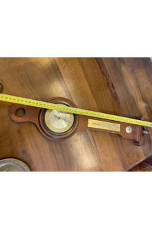 Antique Barometer Thermometer Wooden Case Brown Vintage Weather Station for Home Decor 20 x 3 inches - Brown, 20x3 inch