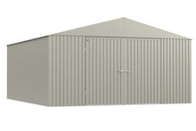 Arrow Shed Elite 14' x 16' Tall Outdoor Steel Storage Shed with High Gable and Lockable Doors Storage Building, Cool Grey