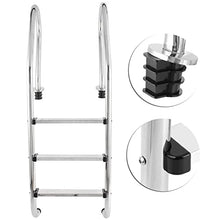 Swimming Pool Ladder for In Ground Pools 3-Step Stainless Steel Pool Step Ladder Swimming Pool Stairs w/Non-Slip Footstep for Indoor/Outdoor Pool