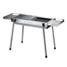 QTBH Grill for Outdoor Outdoor Stainless Steel Portable Charcoal Grill Travel Folding BBQ Charcoal Grill Silver Chrome, Lightweight, Foldable ​for Camping, Picnic 25.2" X 11.4'' X 28 Barbecue Grill