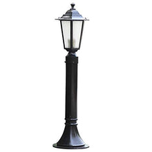 EliteBloom E27 Retro Black Outdoor Waterproof Patio Street Light Fixture Rust-Proof Metal Glass Lantern Landscape Path Lighting Villa Garden Lawn Grass Floor Lamp High Pillar (Height 110cm)