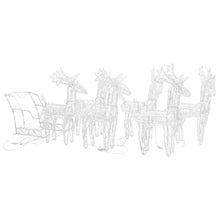 LED Christmas Decoration Set, 7-Piece Acrylic Reindeer and Sleigh Yard Display, 320 Cool White Lights for Indoor and Outdoor Holiday Garden Yard Ornament