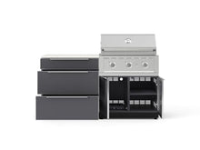 NewAge Products Classic Series 4PC Aluminum Slate Gray Modular Outdoor Kitchen Set with 33" Performance Grill NG - 24"D x 65"W x 47.5"H