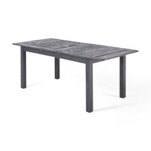 Christopher Knight Home Elmar Outdoor 9 Piece Wood and Wicker Dining Set Sandblasted Dark Gray + Gray