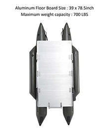 AQUOS Heavy-Duty Inflatable Pontoon Boat with Stainless Steel Guard and Trolling Motor Remote Control 12V 55LBS