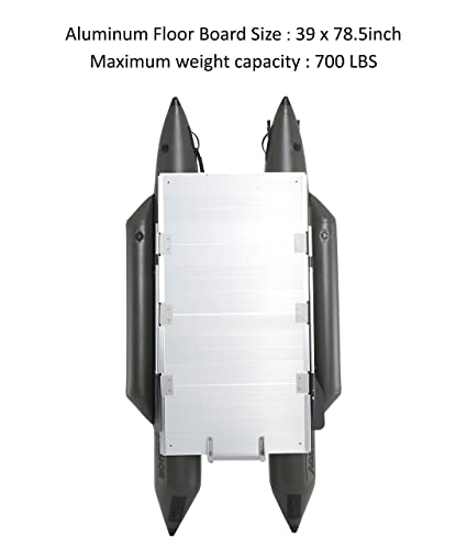 AQUOS Heavy-Duty Inflatable Pontoon Boat with Stainless Steel Guard and Trolling Motor Remote Control 12V 55LBS