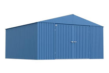 Arrow Shed Elite 14' x 14' Tall Outdoor Steel Storage Shed with High Gable and Lockable Doors Storage Building, Blue Grey