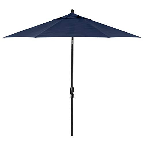 Treasure Garden 9ft Patio Umbrella - Outdoor Furniture Market Umbrella – Deluxe Auto-Tilt – Black Aluminum Frame (Sunbrella, Navy)