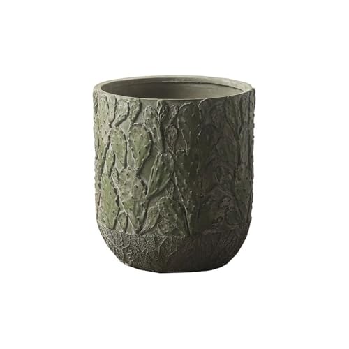 WOAITIANTIAN Flower Pots Garden Large Calibre Round Flower Pot with Cactus Pattern Concrete Planter