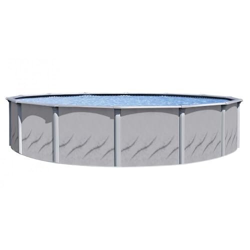 Wilbar Pools 'Galleria' 18 ft Round Above Ground Swimming Pool | 52 Inch Resin Protected Steel Sided Walls | Bundle Includes: 25 Gauge Overlap Liner & Widemouth Skimmer