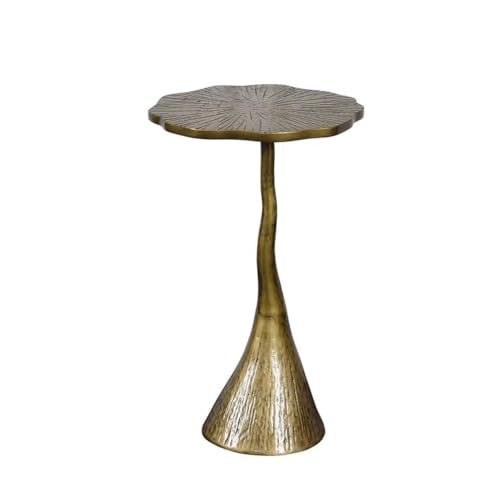 Couch Side Table Creative Lotus Leaf Sofa Side Table Living Room High-end Brass Color Small Coffee Narrow End(B)