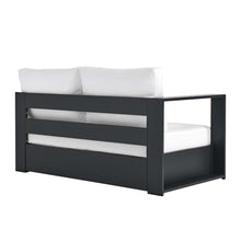 Modway Tahoe Aluminum Modular Left-Facing Outdoor Patio Loveseat in Gray White with Weather-Resistant Cushions, Couch for Garden Backyard, Poolside